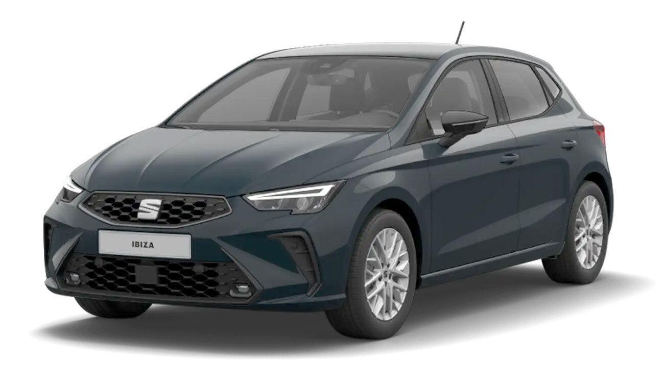 SEAT Ibiza FR Freisteller in Fiord Blau Frontansicht