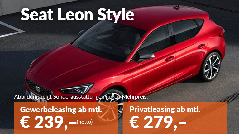 Angebotsteaser SEAT Leon Gewerbe- und Privatleasing