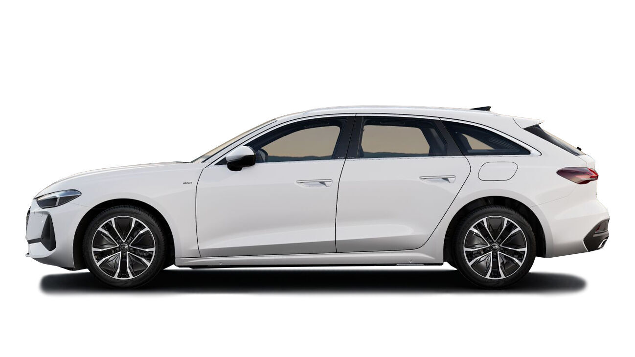 Audi A5 Avant e-hybrid in Arkonaweiß Seitenansicht