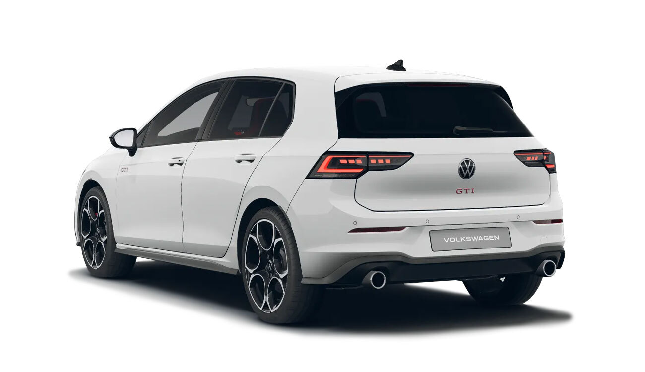 VW Golf GTI Freisteller in Pure White Heckansicht