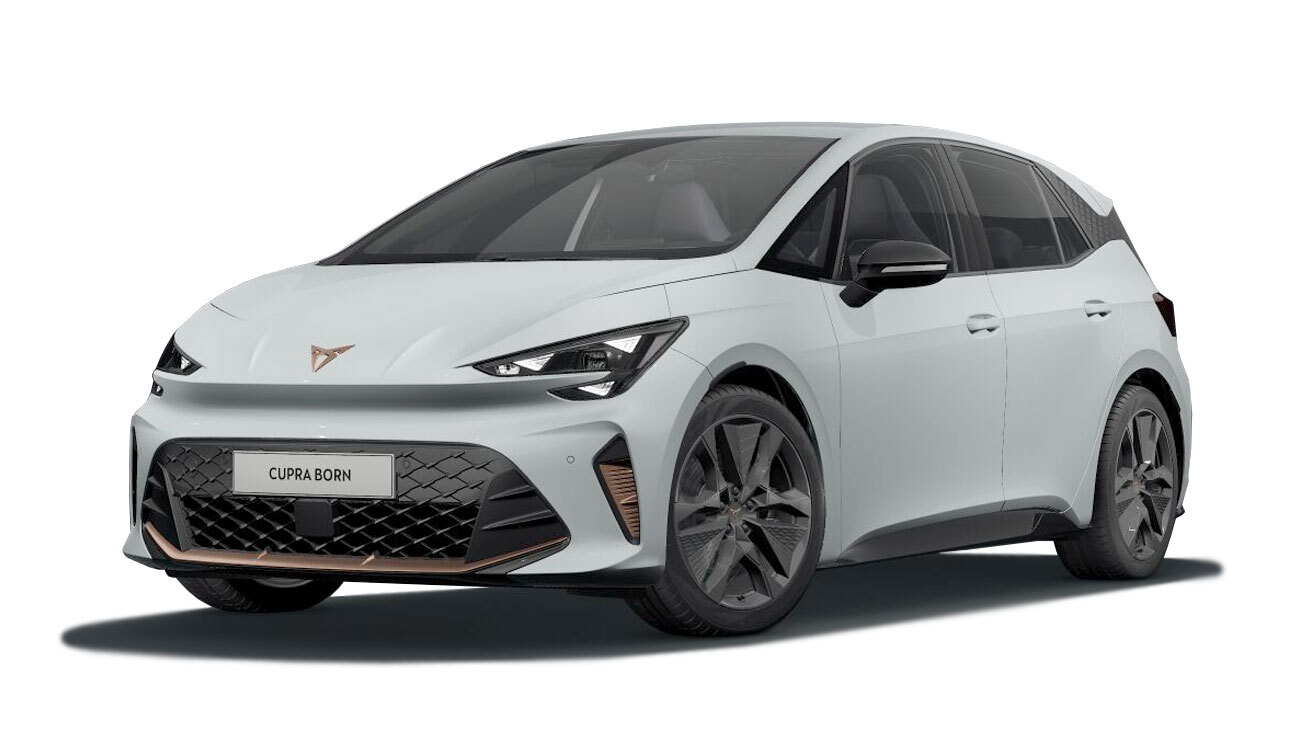 Neuer CUPRA Born Freisteller in Glacial White Metallic Frontansicht