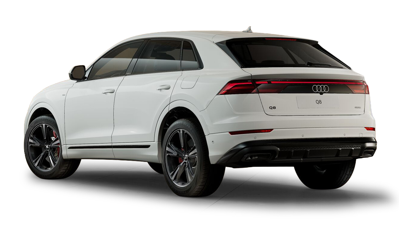 Audi Q8 SUV e-Hybrid in Carraraweiß Heckansicht