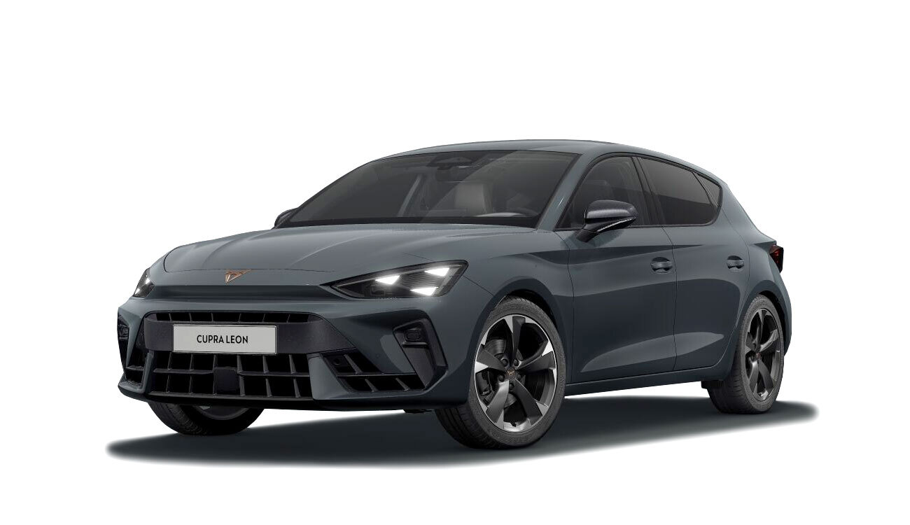 CUPRA Leon Freisteller in Fiord Blau Frontansicht