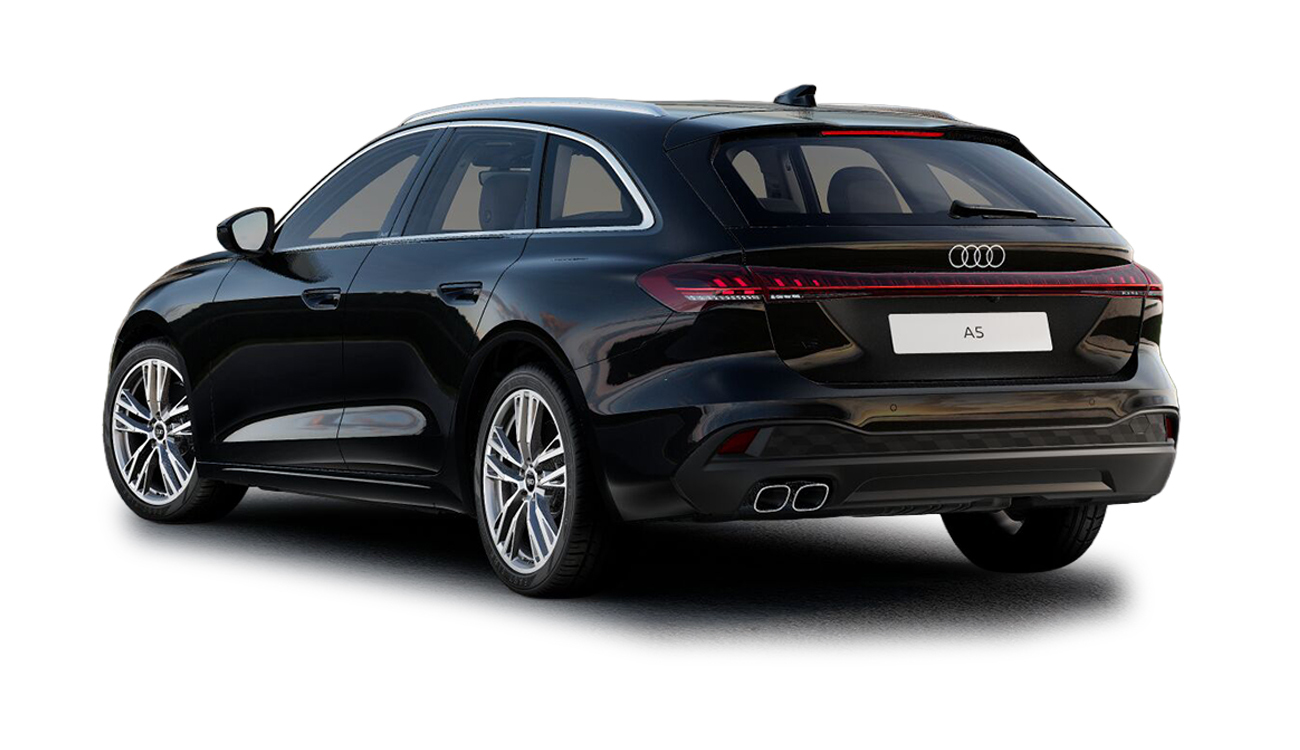 Audi A5 Avant in Mythosschwarz Metallic Heckansicht