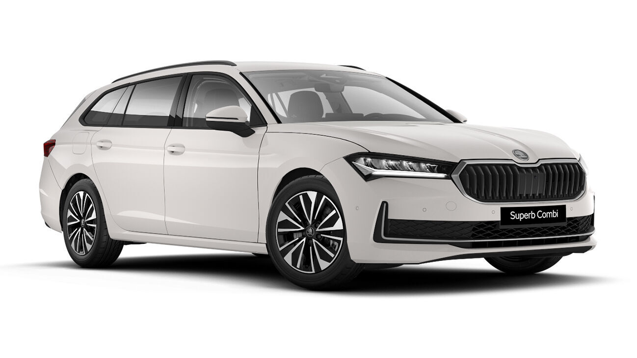 Škoda Superb Combi Selection in Kristall-Weiß Uni Frontansicht