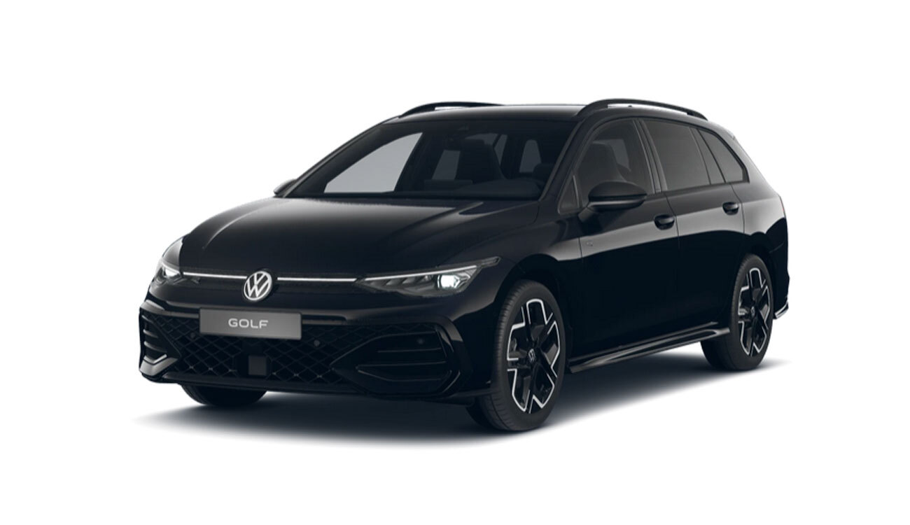 VW Golf Variant R-Line Freisteller in Grenadillschwarz Metallic Frontansicht