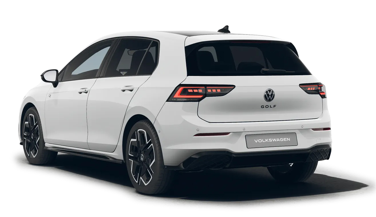 VW Golf R-Line in Pure White Black Style Heckansicht