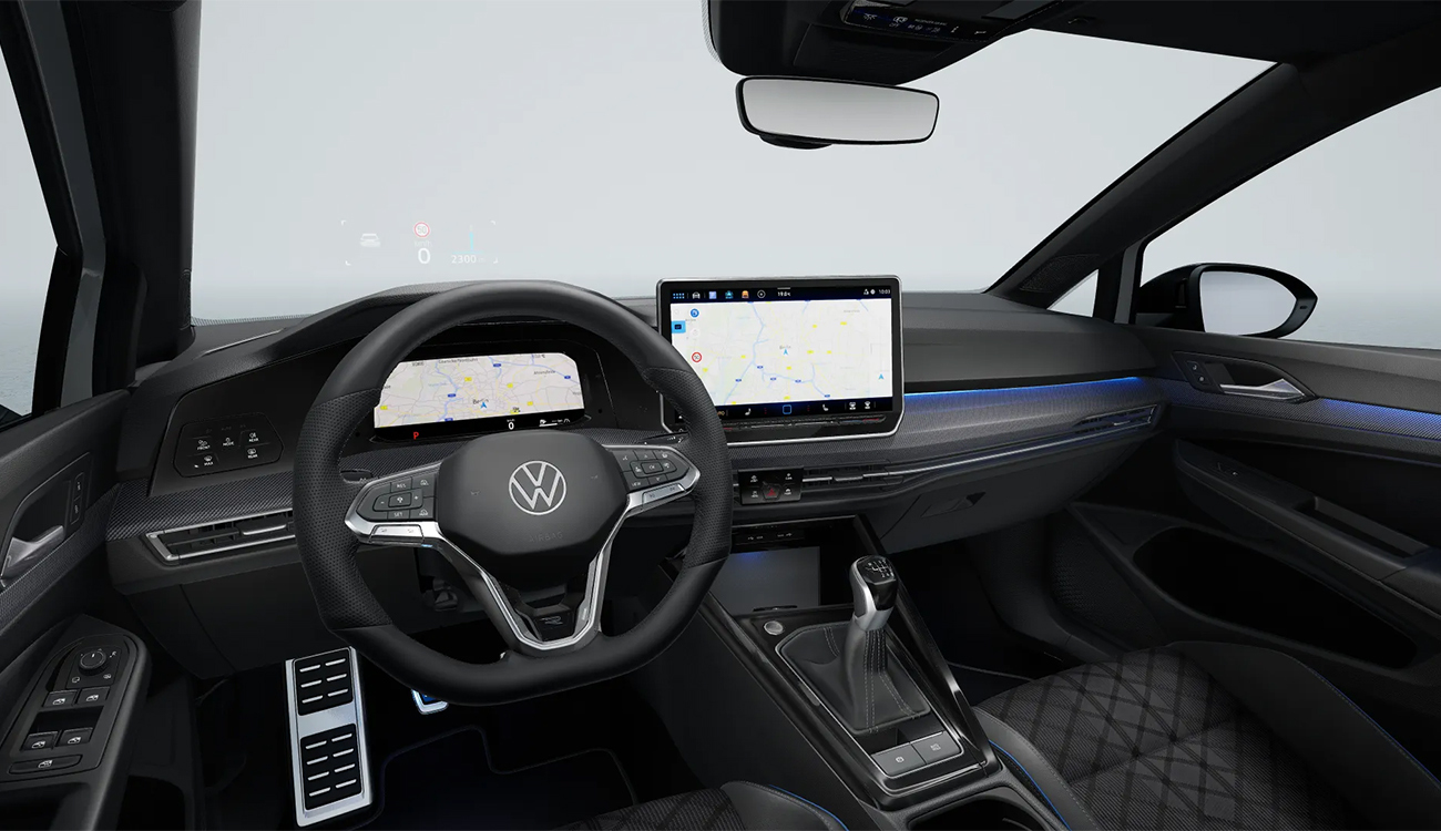 VW Golf R-Line in Pure White Black Style Innenansicht