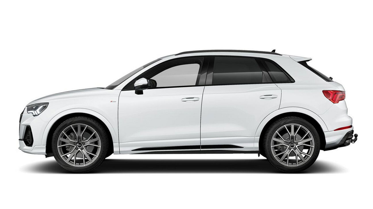 Audi Q3 Freisteller in Gletscherweiß Metallic Seitenansicht