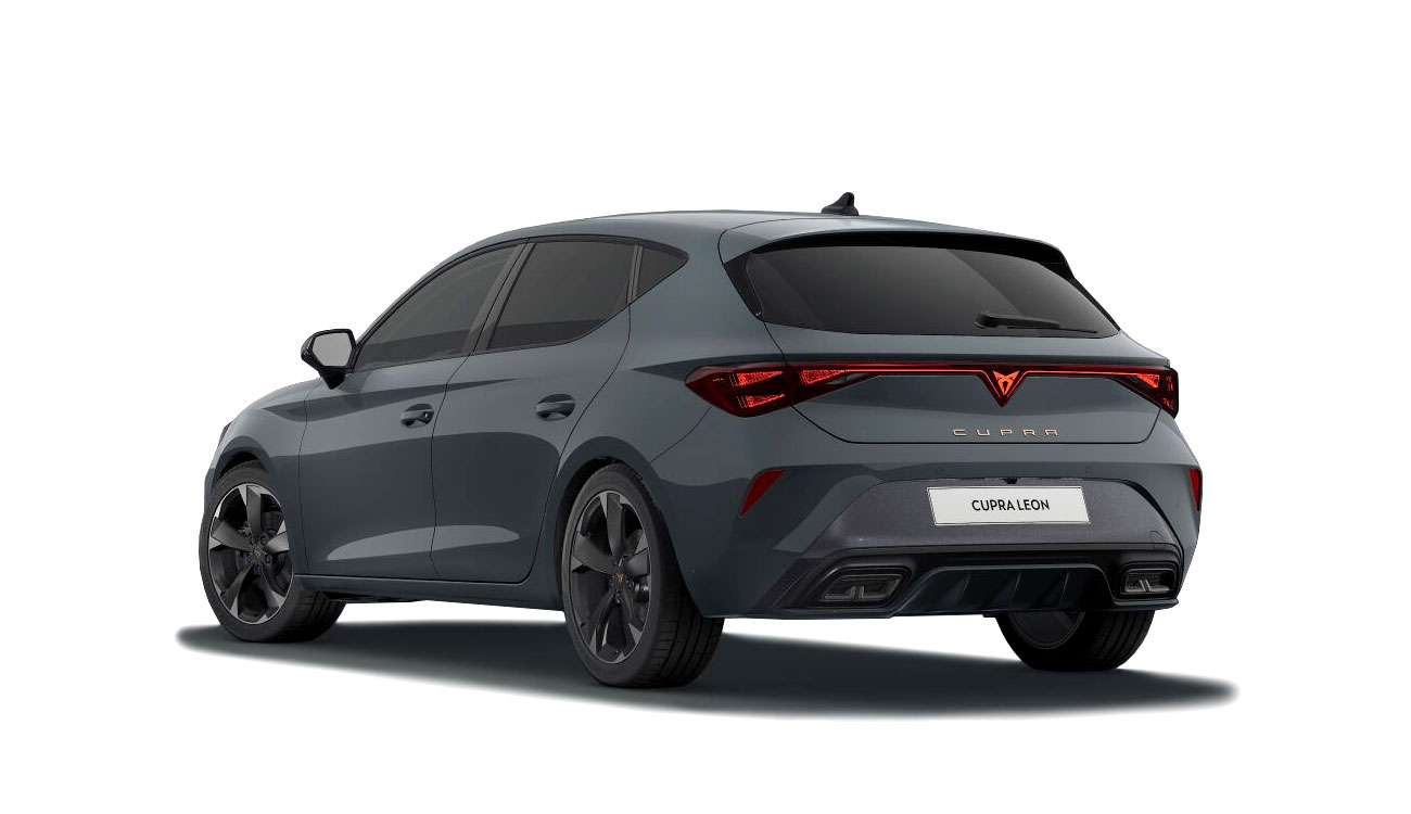 CUPRA Leon Freisteller in Fiord Blau Heckansicht